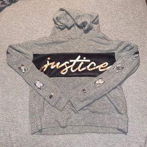 Justice girls hoodie with lace accents- grey